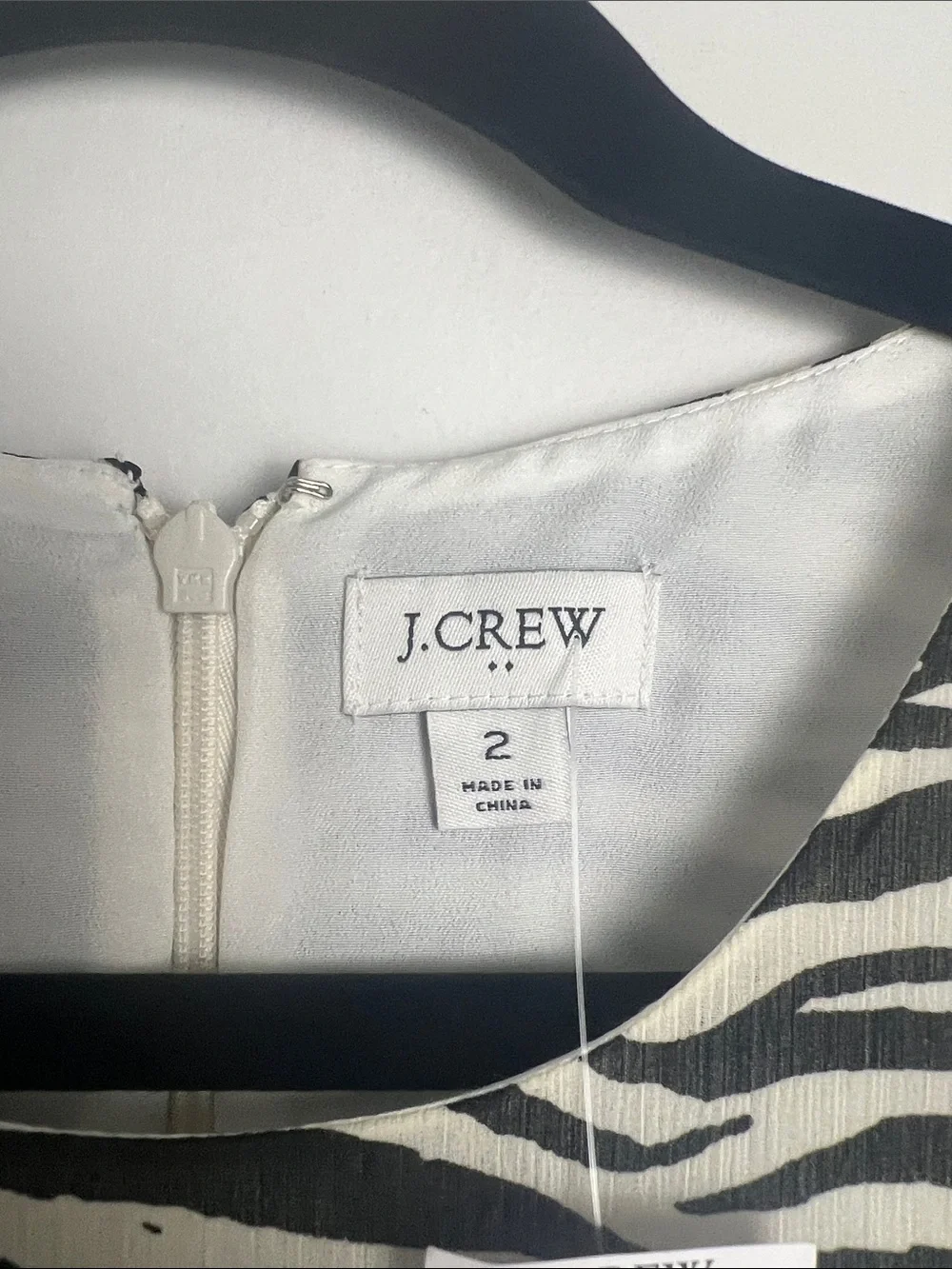 NEW J.Crew Factory Size 2 Black And Cream Zebra-Stripe Sleeveless Midi Dress